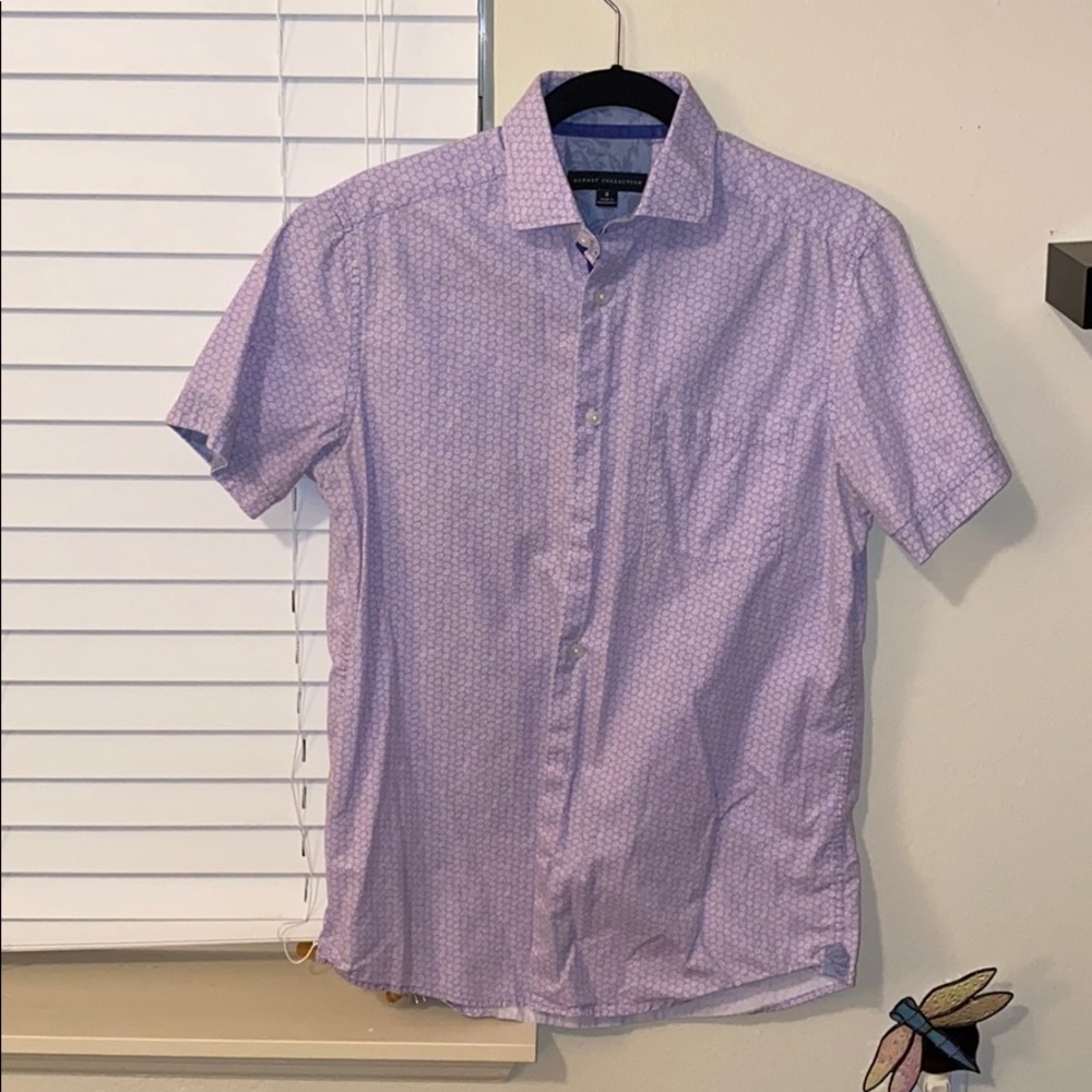 Light purple patterned short sleeve button down
